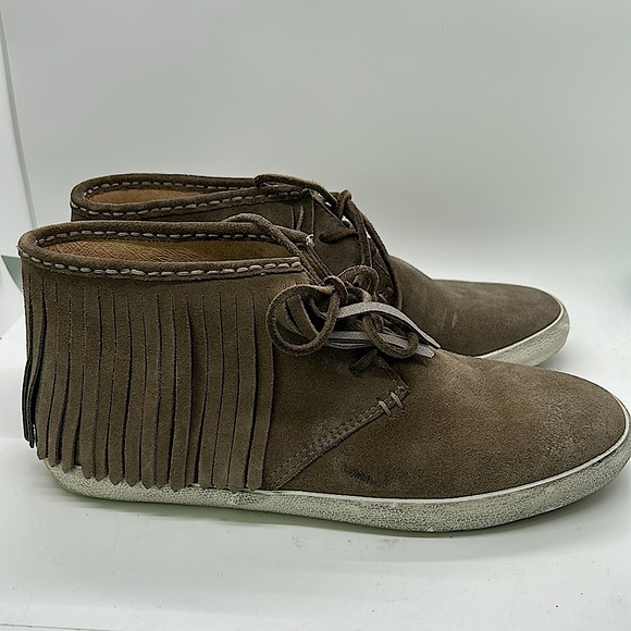 Frye Men’s Quarter Top Taupe Ash Suede Fringe Moccasins Boots Shoes **Sz 8.5M** - Picture 3 of 7